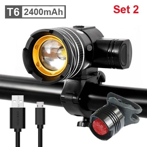 Rotatable Bicycle Light 800 Lumen Led Bike Headlight Zoom USB Rechargeable Aluminum Alloy Bike Lights Front And Back Powerful USB Rechargeable Bicycle Light Waterproof Bike Headlight Taillight 5000mAh Stevvex