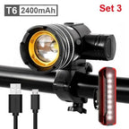 Rotatable Bicycle Light 800 Lumen Led Bike Headlight Zoom USB Rechargeable Aluminum Alloy Bike Lights Front And Back Powerful USB Rechargeable Bicycle Light Waterproof Bike Headlight Taillight 5000mAh Stevvex