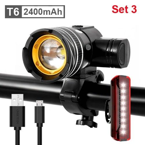 Rotatable Bicycle Light 800 Lumen Led Bike Headlight Zoom USB Rechargeable Aluminum Alloy Bike Lights Front And Back Powerful USB Rechargeable Bicycle Light Waterproof Bike Headlight Taillight 5000mAh Stevvex