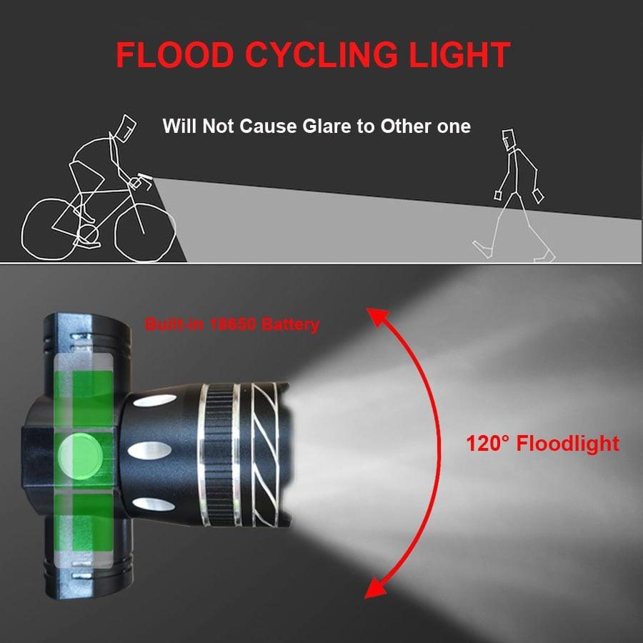 Rotatable Bicycle Light 800 Lumen Led Bike Headlight Zoom USB Rechargeable Aluminum Alloy Bike Lights Front And Back Powerful USB Rechargeable Bicycle Light Waterproof Bike Headlight Taillight 5000mAh Stevvex