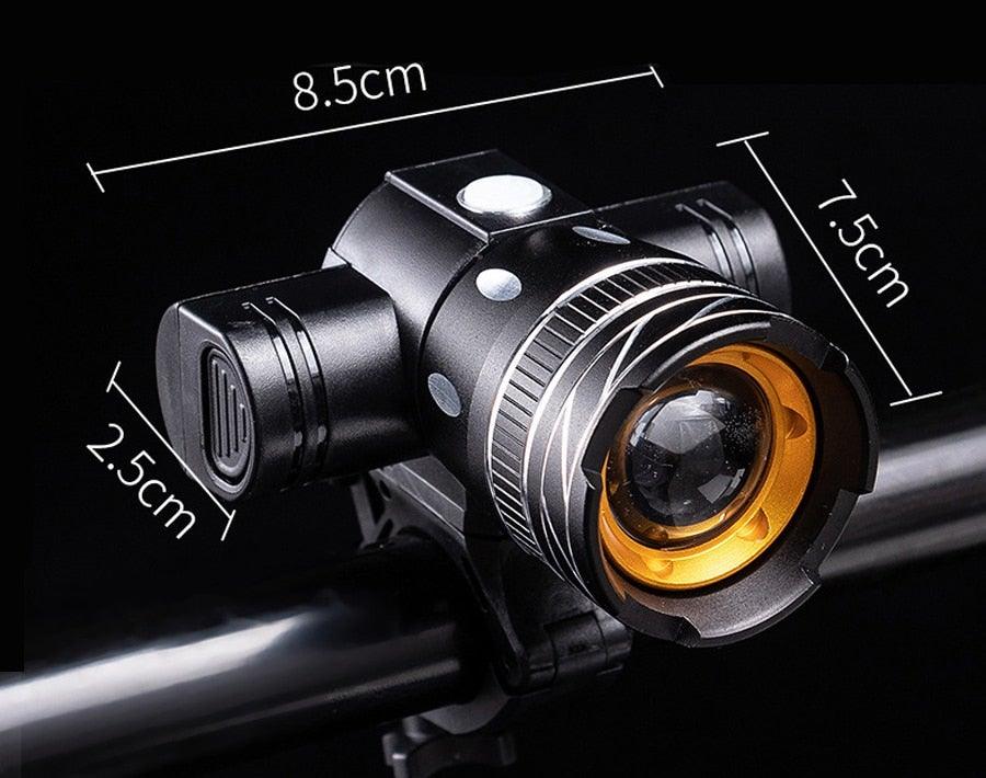 Rotatable Bicycle Light 800 Lumen Led Bike Headlight Zoom USB Rechargeable Aluminum Alloy Bike Lights Front And Back Powerful USB Rechargeable Bicycle Light Waterproof Bike Headlight Taillight 5000mAh Stevvex