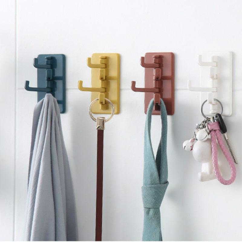 Rotating Hook Adhesive Creative Nordic Wall-mounted Bathroom Strong Hook Self Adhesive Kitchen Hanger Key Storage Home Organizer Domestic Suction Hooks Rotating Space Saving Hook Domestic Suction Hooks Rotating Space Saving Hook Stevvex