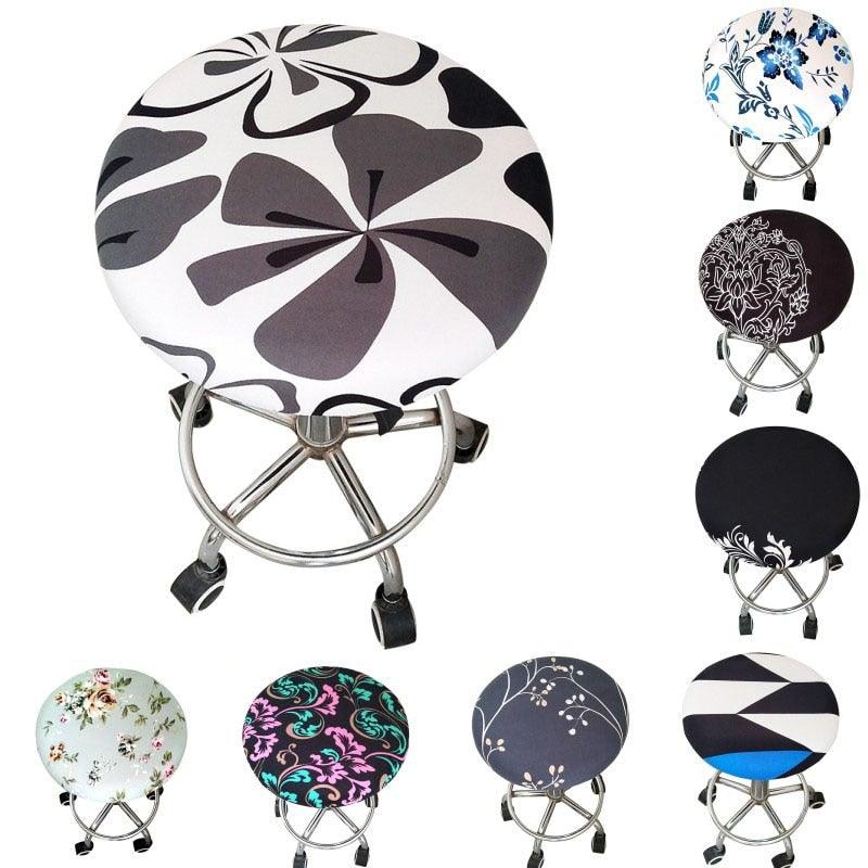 Round Chair Cover Bar Stool Cover Elastic Seat Cover Home Chair Slipcover Round Chair Bar Stool Floral Printed Padded Round Bar Stool Cover Cushion With Elastic Fabric Round Chair Seat Cushion For Wooden Metal Stools 30-40cm Stevvex