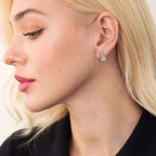 Round Cut Moissanite C-Shaped Stud Earrings 925 Sterling Silver For Women BandsCo Straps