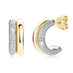 Round Cut Moissanite C-Shaped Stud Earrings 925 Sterling Silver For Women BandsCo Straps