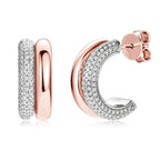 Round Cut Moissanite C-Shaped Stud Earrings 925 Sterling Silver For Women BandsCo Straps