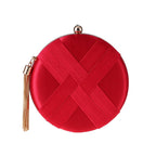 Round Evening Clutch Handbag with Braided Accent (MAC287)