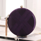 Round Evening Clutch Handbag with Braided Accent (MAC287)
