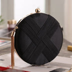 Round Evening Clutch Handbag with Braided Accent (MAC287)