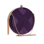 Round Evening Clutch Handbag with Braided Accent (MAC287)