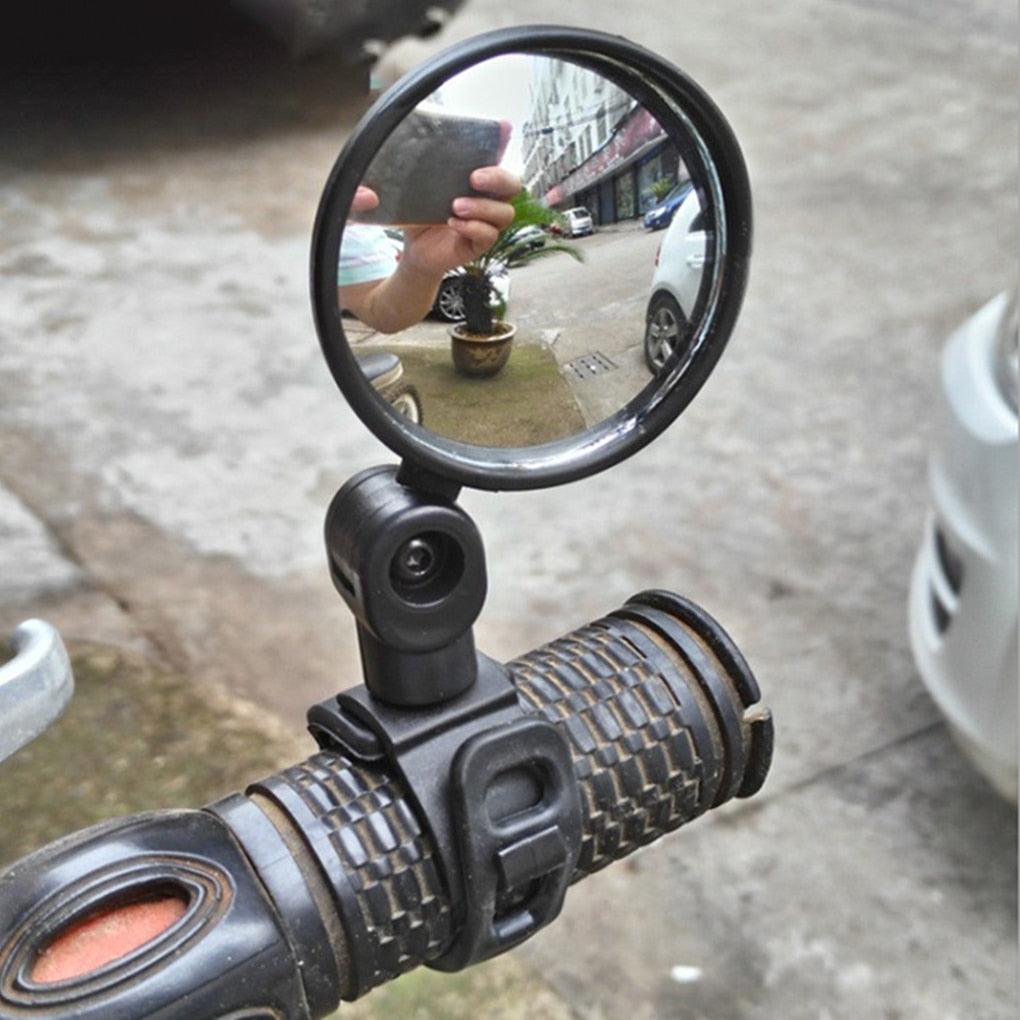 Round Universal Bicycle Rearview Mirror Handlebar Adjustable Rotate Wide-Angle Convex Mirror 360 Rotatable Handlebar Bike Rearview Mirrors Acrylic Shockproof Convex Mirror For Bike Handlebar Stevvex