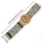 Round Women Waist Belt Classic Wooden Buckle Casual Style Buckle Simple Lightweight Waist Dress Band