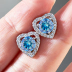 Royal Blue Moissanite Stud Earrings 2ct Total D VVS 925 Sterling Silver BandsCo Straps