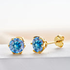 Royal Blue Moissanite Stud Earrings 2ct Total D VVS 925 Sterling Silver BandsCo Straps