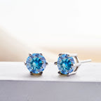 Royal Blue Moissanite Stud Earrings 2ct Total D VVS 925 Sterling Silver BandsCo Straps