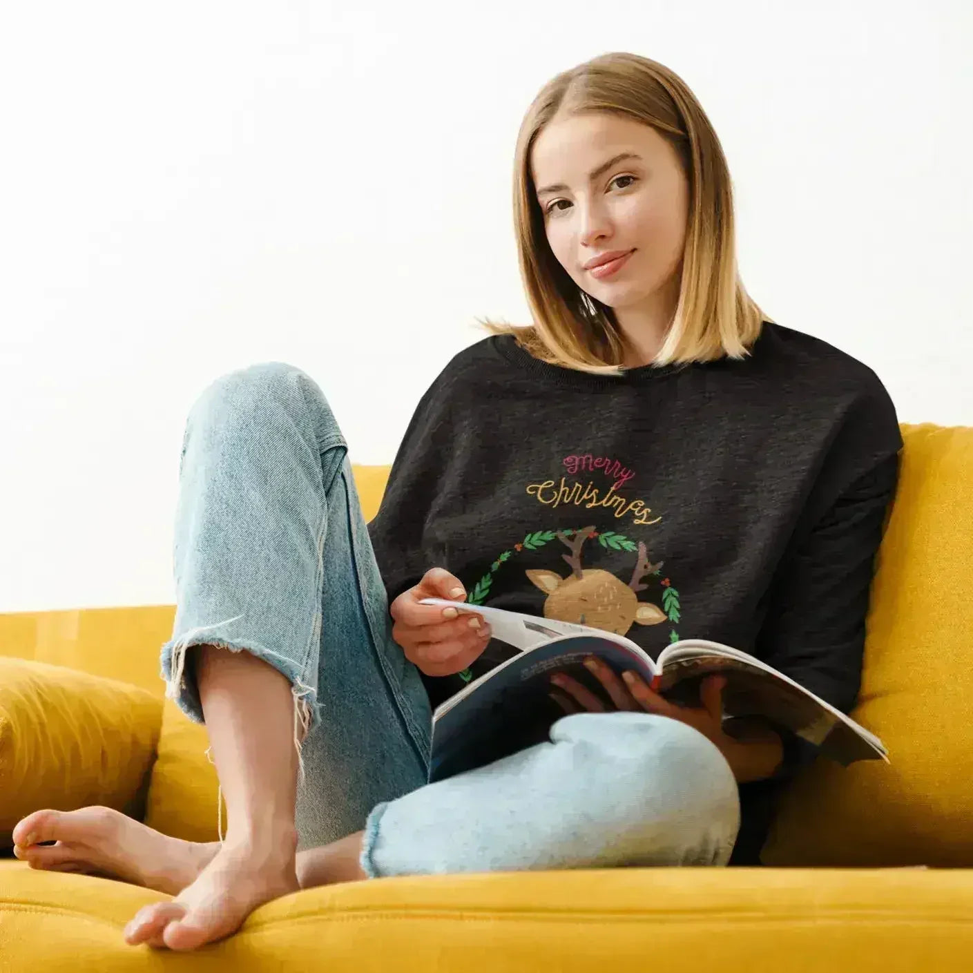 Reindeer Christmas Sweatshirt - Cozy Holiday Sweater | Femstylo - SJB-DIAMOND ELITES