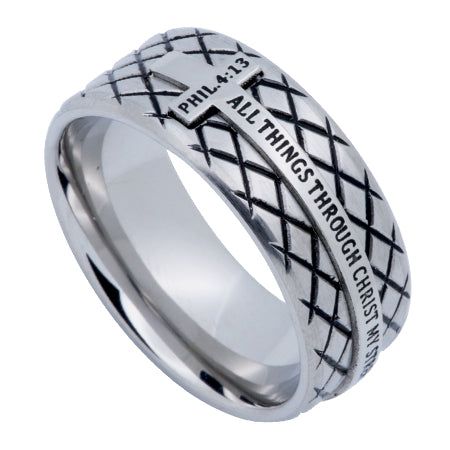 Silver Diamond Back Cross Ring KingdomWear