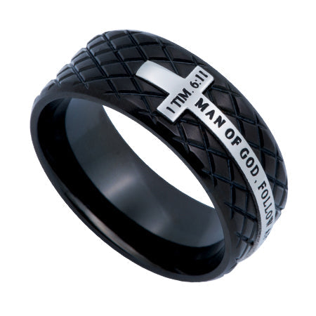 Black Diamond Back Cross Ring KingdomWear