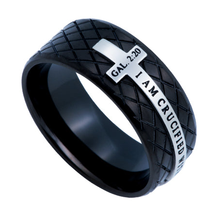 Black Diamond Back Cross Ring KingdomWear
