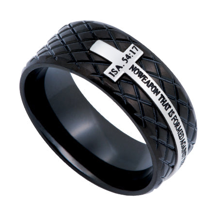 Black Diamond Back Cross Ring KingdomWear