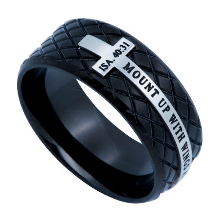 Black Diamond Back Cross Ring KingdomWear