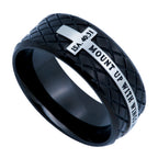 Black Diamond Back Cross Ring KingdomWear