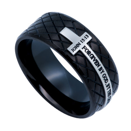 Black Diamond Back Cross Ring KingdomWear