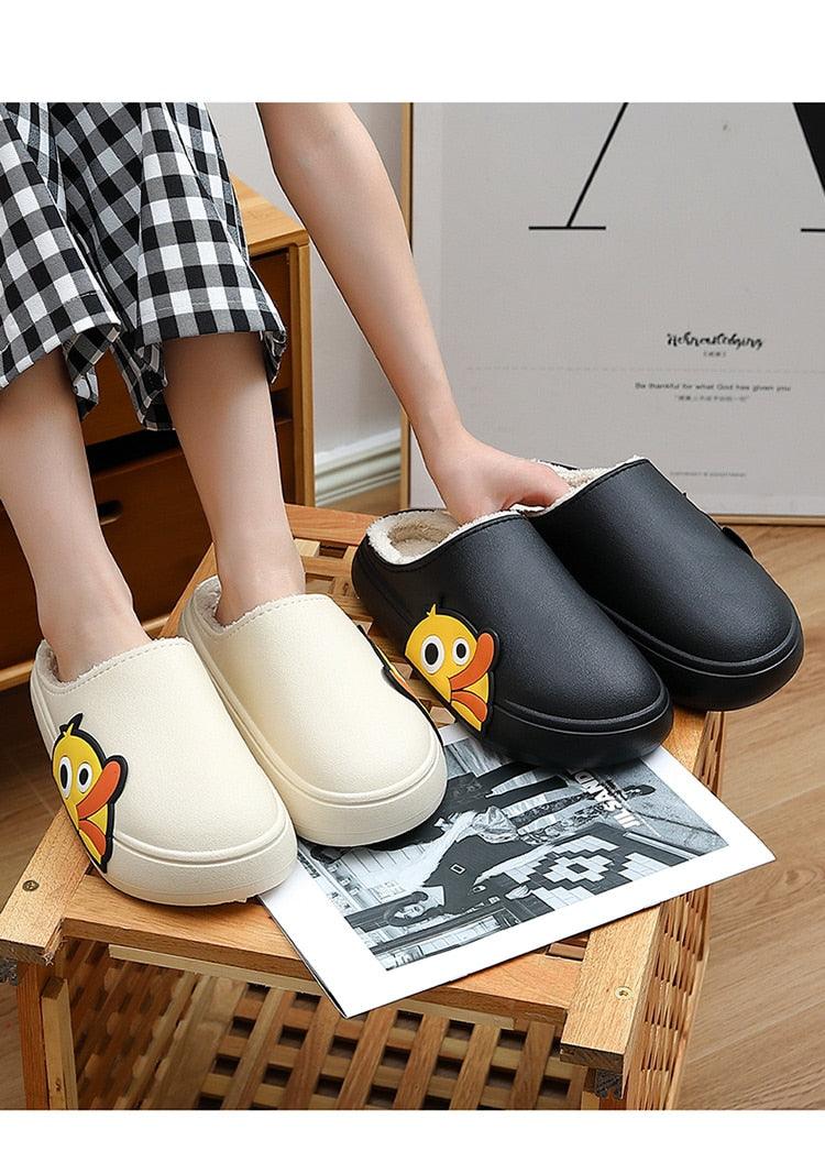 Rubber Beach Slides Waterproof Women Men's Slippers Sandals Cotoon Fur Thick Sole Winter Home Bath Shoes Memory Foam Bedroom Slippers Indoor Shoes Fuzzy Garden Waterproof Slippers Stevvex
