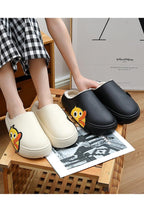 Rubber Beach Slides Waterproof Women Men's Slippers Sandals Cotoon Fur Thick Sole Winter Home Bath Shoes Memory Foam Bedroom Slippers Indoor Shoes Fuzzy Garden Waterproof Slippers Stevvex