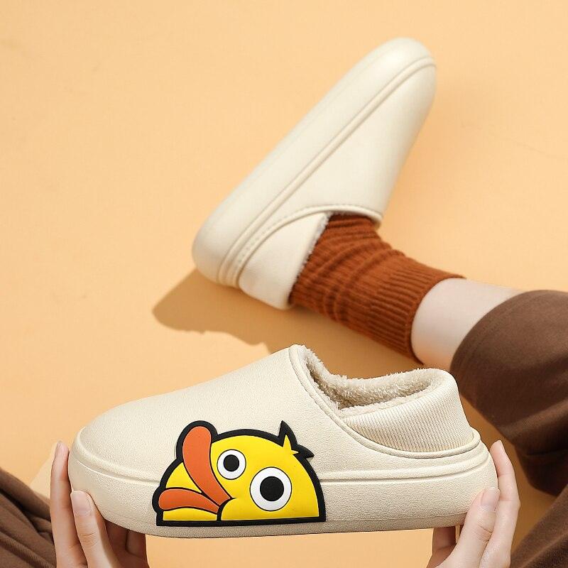 Rubber Beach Slides Waterproof Women Men's Slippers Sandals Cotoon Fur Thick Sole Winter Home Bath Shoes Memory Foam Bedroom Slippers Indoor Shoes Fuzzy Garden Waterproof Slippers Stevvex
