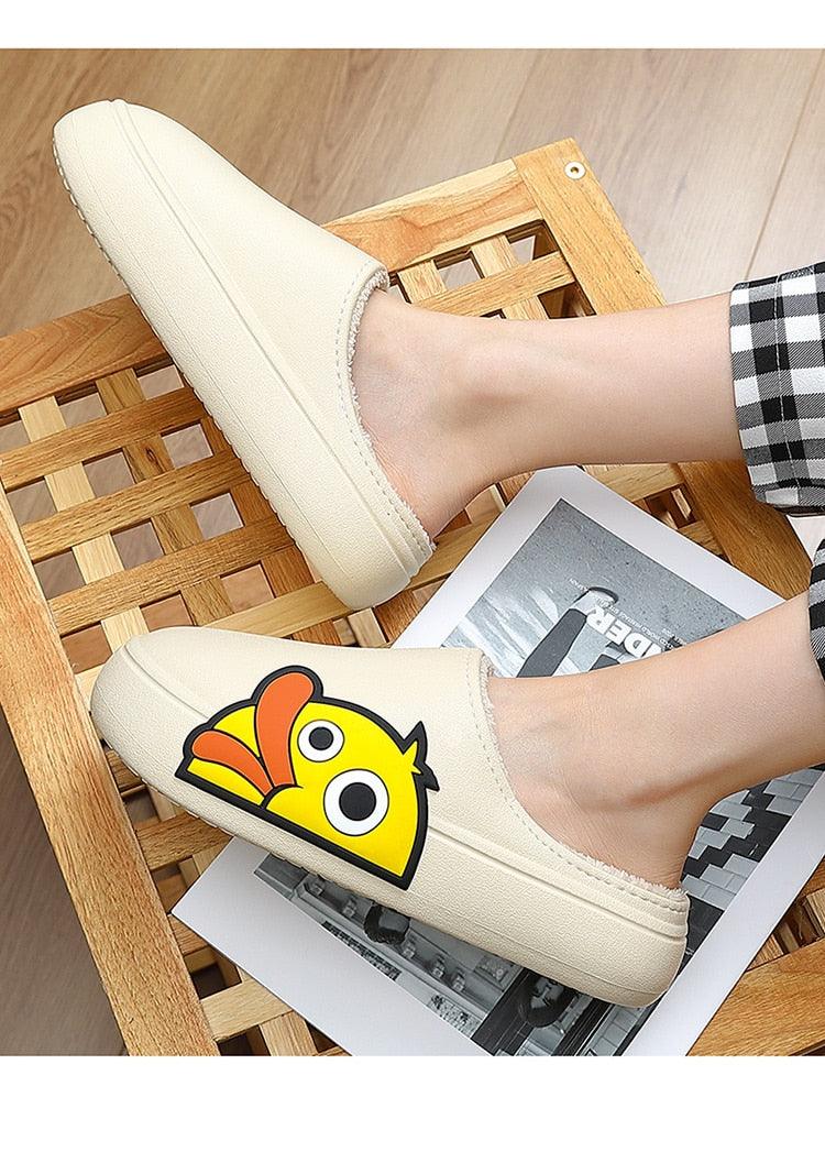 Rubber Beach Slides Waterproof Women Men's Slippers Sandals Cotoon Fur Thick Sole Winter Home Bath Shoes Memory Foam Bedroom Slippers Indoor Shoes Fuzzy Garden Waterproof Slippers Stevvex