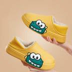 Rubber Beach Slides Waterproof Women Men's Slippers Sandals Cotoon Fur Thick Sole Winter Home Bath Shoes Memory Foam Bedroom Slippers Indoor Shoes Fuzzy Garden Waterproof Slippers Stevvex