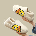 Rubber Beach Slides Waterproof Women Men's Slippers Sandals Cotoon Fur Thick Sole Winter Home Bath Shoes Memory Foam Bedroom Slippers Indoor Shoes Fuzzy Garden Waterproof Slippers Stevvex