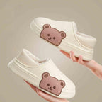 Rubber Beach Slides Waterproof Women Men's Slippers Sandals Cotoon Fur Thick Sole Winter Home Bath Shoes Memory Foam Bedroom Slippers Indoor Shoes Fuzzy Garden Waterproof Slippers Stevvex