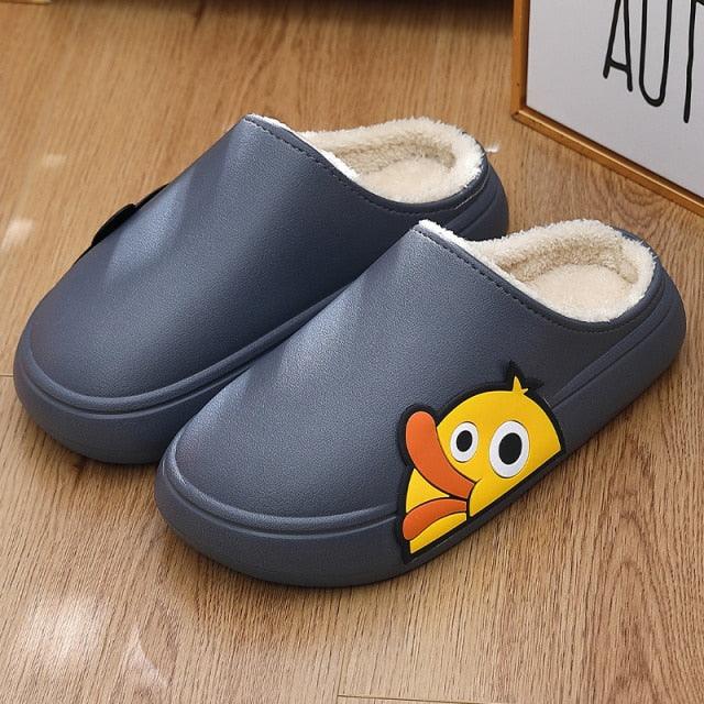 Rubber Beach Slides Waterproof Women Men's Slippers Sandals Cotoon Fur Thick Sole Winter Home Bath Shoes Memory Foam Bedroom Slippers Indoor Shoes Fuzzy Garden Waterproof Slippers Stevvex