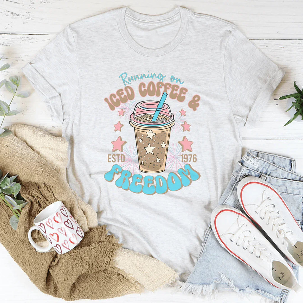 Running On Iced Coffee And Freedom Estd 1976 Tee