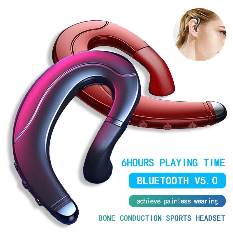 Running Sports Earphone BoneBluetooth Headphones True Wireless Earbuds with Charging Case IPX7 Waterproof Stereo Sound Earphones Built-in Mic in-Ear Headsets Deep Bass Conduction Ear Hook Bluetooth 5.0 HiFi Stereo Wireless Earphone Headset For  Headsets Stevvex