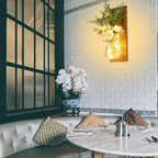 Rustic Wall Sconces Flower Lamp Mason Jar Sconce Handmade Wall Art Hanging Home Decoration 2 Set with LED Fairy Lights Decorative  Peony Flower Stevvex