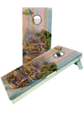 Rustic Beach Paradise Wasted Away, 5 oclock Tiki Themed Cornhole Boards - SJB-DIAMOND ELITES