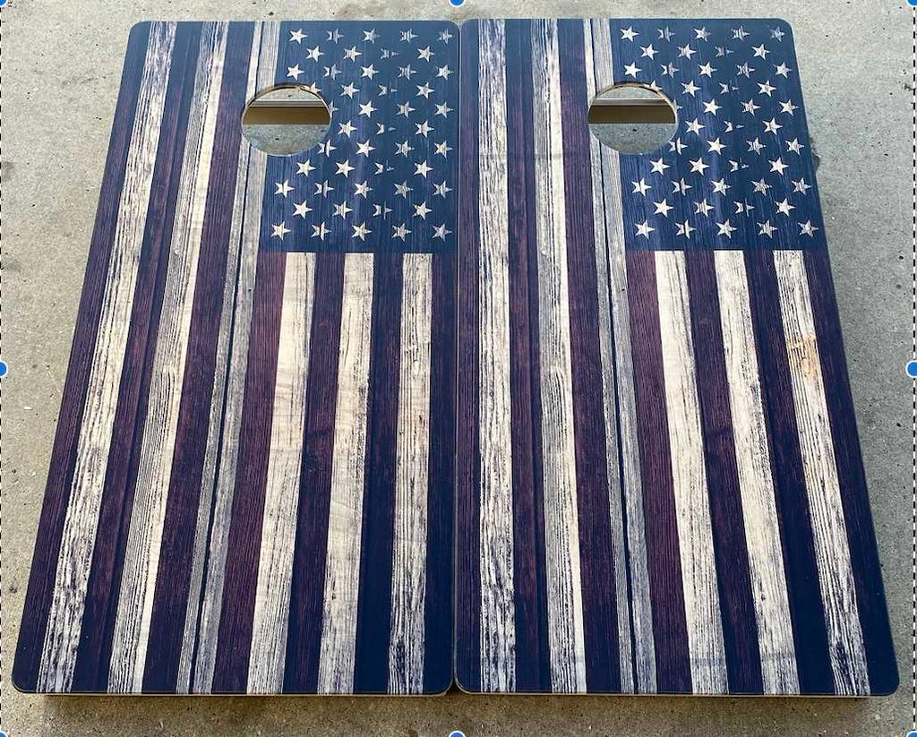 Rustic flag blastcornhole