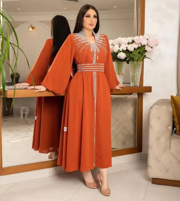 Women's Temperament And Fashion Hot Drill Long-sleeved Dress Pi-Mart