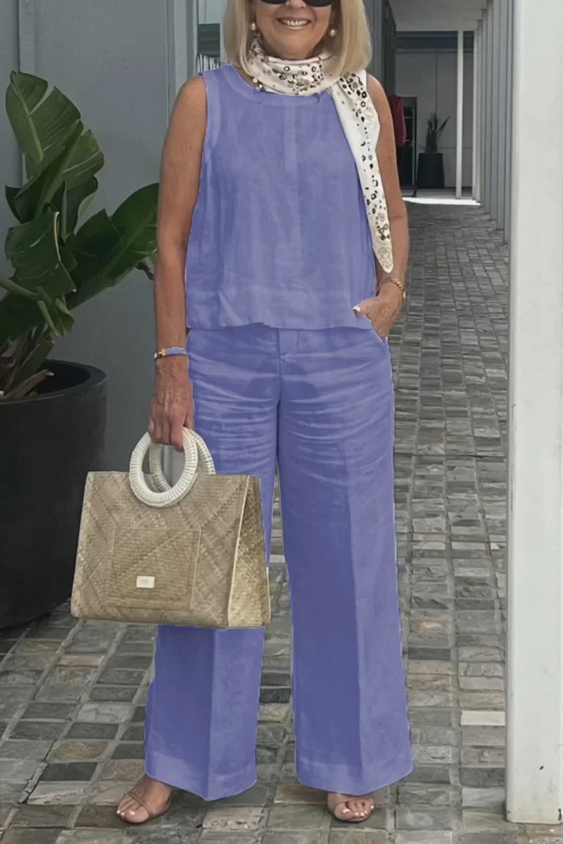 Cotton and Linen Sleeveless Suit Pi-Mart