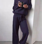 Casual Fashion Suits For Women Turtleneck Sweater And Drawstring Straight Pants Pi-Mart