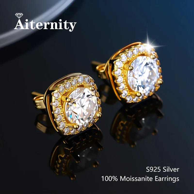 GRA Certified 100% Moissanite Earrings 925 Sterling Silver Studs For Women BandsCo Straps
