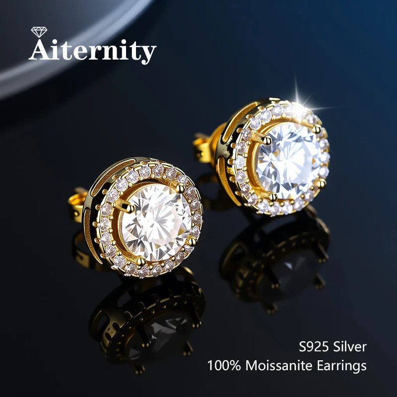GRA Certified 100% Moissanite Earrings 925 Sterling Silver Studs For Women BandsCo Straps