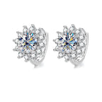 S925 Sterling Moissanite Sunflower Hoop Earrings Sparkling Daily Wear Gift BandsCo Straps