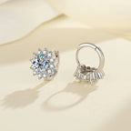 S925 Sterling Moissanite Sunflower Hoop Earrings Sparkling Daily Wear Gift BandsCo Straps