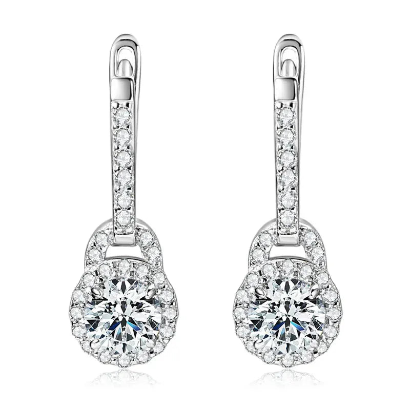 S925 Sterling Silver 0.5ct Moissanite Dangle Hoop Earrings for Women BandsCo Straps