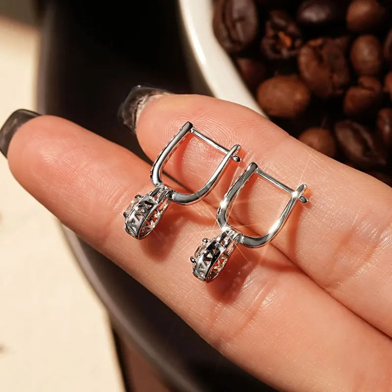 S925 Sterling Silver 0.5ct Moissanite Dangle Hoop Earrings for Women BandsCo Straps