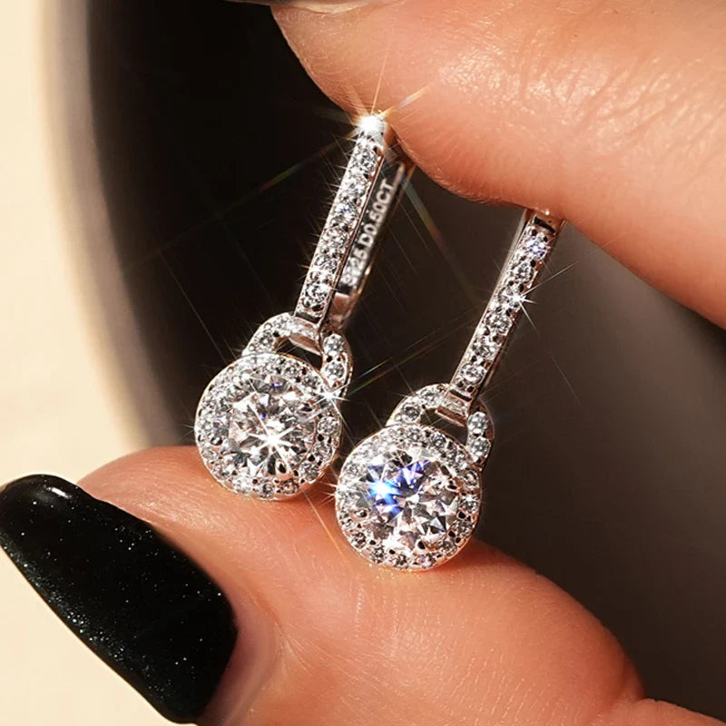 S925 Sterling Silver 0.5ct Moissanite Dangle Hoop Earrings for Women BandsCo Straps
